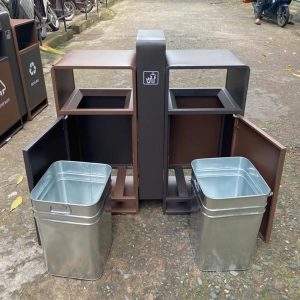 Thùng rác ngoài trời 2 ngăn không gạt tàn Plasticsaigon - anh san pham
