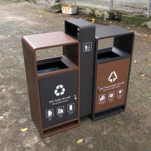 Thùng rác ngoài trời 2 ngăn không gạt tàn Plasticsaigon - hinh 2