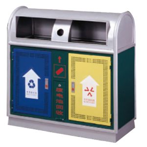 Thùng rác ngoài trời 2 ngăn thép phun sơn Plasticsaigon - anh san pham