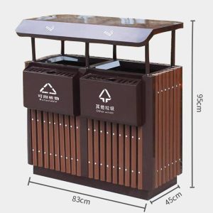 Thùng rác ngoài trời 2 ngăn thép sơn tĩnh điện Plasticsaigon - anh san pham
