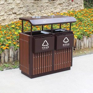Thùng rác ngoài trời 2 ngăn thép sơn tĩnh điện Plasticsaigon - hinh 2