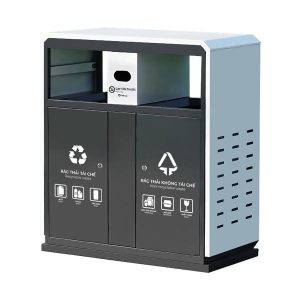 Thùng rác ngoài trời 60L nhựa HDPE có gạt tàn chống chịu thời tiết