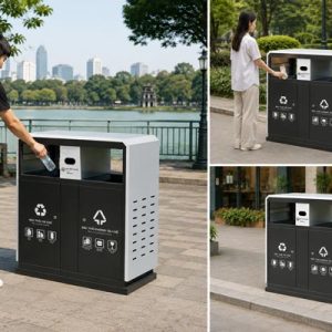 Thùng rác ngoài trời có gạt tàn Plasticsaigon - anh san pham