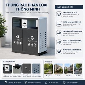 Thùng rác ngoài trời có gạt tàn Plasticsaigon - hinh 2