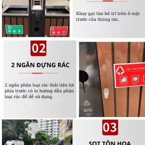 Thùng rác ngoài trời thép giả gỗ 2 ngăn Plasticsaigon - anh san pham