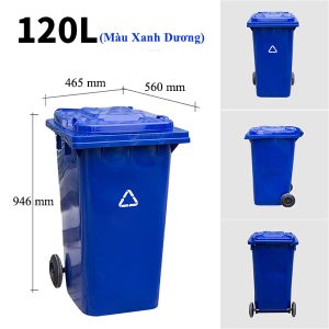 Thùng rác nhựa 120L màu xanh da trời Plasticsaigon - hinh 2