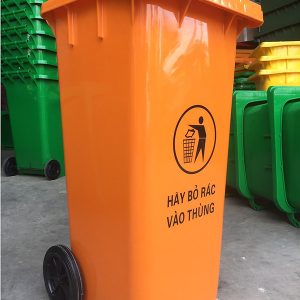 Thùng rác nhựa 240L màu cam Plasticsaigon - hinh 2