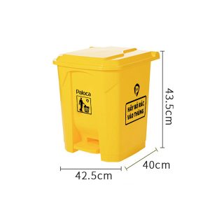 Thùng rác nhựa 30L đạp chân màu vàng, thùng rác y tế bệnh viện Plasticsaigon - anh san pham