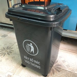 Thùng rác nhựa 60L màu ghi đen Plasticsaigon - hinh 2