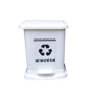 Thùng rác nhựa đạp chân 20 lít HDPE màu trắng tiện lợi