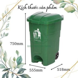 Thùng rác nhựa đạp chân 70L màu xanh lá Plasticsaigon - hinh 2