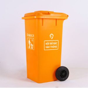 Thùng rác nhựa HDPE 120L màu cam Plasticsaigon - anh san pham
