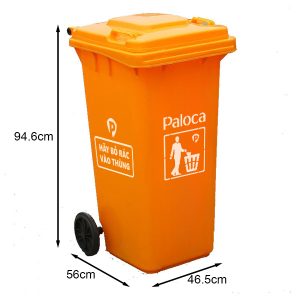 Thùng rác nhựa HDPE 120L màu cam Plasticsaigon - hinh 2