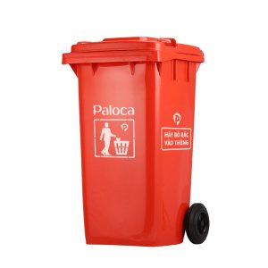 Thùng rác nhựa HDPE 120L màu đỏ Plasticsaigon - anh san pham