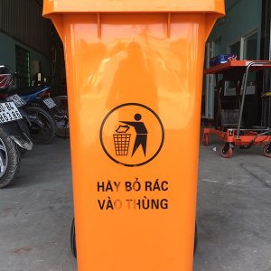 Thùng rác nhựa HDPE 240L màu cam bền bỉ cho công cộng và gia đình - hình 1