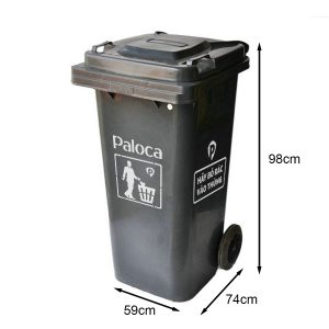 Thùng rác nhựa HDPE 240L màu ghi đen công nghiệp bền bỉ - hình 1