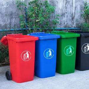 Thùng rác nhựa HDPE 240L màu đỏ công nghiệp bền bỉ - hình 1
