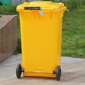 Thùng rác nhựa HDPE 240L màu vàng công nghiệp bền bỉ - hình 1