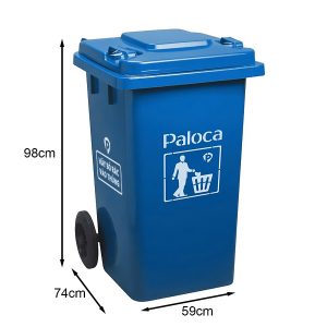 Thùng rác nhựa HDPE 240L xanh da trời bền chắc công cộng - hình 1
