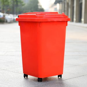 Thùng rác nhựa HDPE 60 lít màu đỏ bền chắc cho công cộng và văn phòng - hình 1