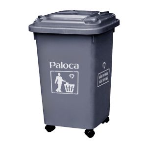 Thùng rác nhựa HDPE 60L màu ghi đen chịu lực cao dùng công cộng - hình 1