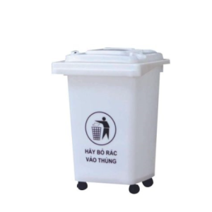 Thùng rác nhựa HDPE 60L màu trắng bền chắc cho gia đình và văn phòng - hình 1