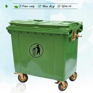 Thùng rác nhựa HDPE 660 lít công cộng bền chắc chống thời tiết - hình 1