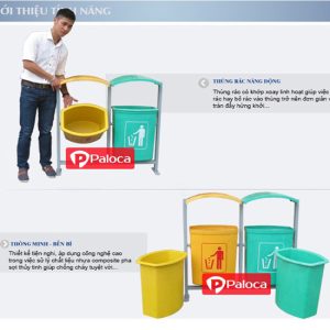 Thùng rác nhựa treo đôi phân loại rác Plasticsaigon - anh san pham