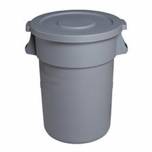 Thùng rác nhựa tròn 80L có bánh xe màu ghi Plasticsaigon - anh san pham
