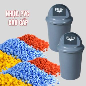 Thùng rác nhựa tròn nắp đẩy 60 lít HDPE chịu lực cao - hình 1