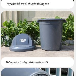Thùng rác nhựa tròn nắp đẩy Plasticsaigon - anh san pham