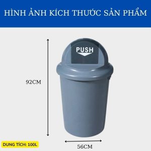 Thùng rác nhựa tròn nắp đẩy Plasticsaigon - hinh 2