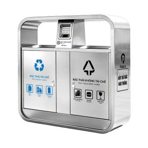 Thùng rác đôi ngoài trời HDPE 120L bền bỉ chống thời tiết