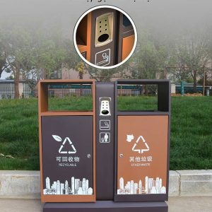 Thùng rác phân loại 2 ngăn bằng thép phun sơn Plasticsaigon - hinh 2