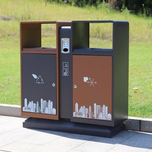 Thùng rác phân loại 2 ngăn thép phun sơn 60L bền đẹp công nghiệp