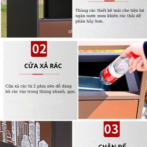 Thùng rác phân loại 2 ngăn thép phun sơn 60L bền đẹp công nghiệp - hình 1