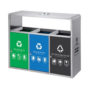 Thùng rác phân loại 3 ngăn inox Plasticsaigon - anh san pham