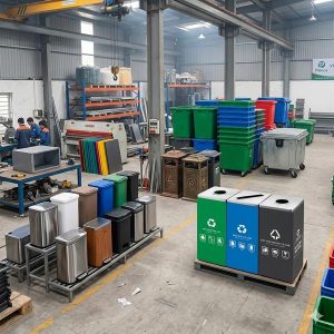 Thùng rác phân loại 3 ngăn ngoài trời Plasticsaigon - anh san pham