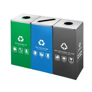 Thùng rác phân loại 3 ngăn ngoài trời Plasticsaigon - hinh 2