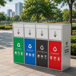 Thùng rác phân loại 4 ngăn cửa đẩy Plasticsaigon - anh san pham