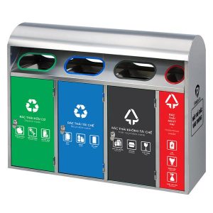 Thùng rác phân loại 4 ngăn ngoài trời HDPE 160L bền bỉ