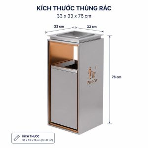 Thùng rác sảnh có gạt tàn HDPE 60L bền bỉ dùng công cộng - hình 1