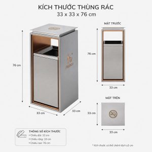 Thùng rác sảnh không gạt tàn ghi, thùng rác cao cấp inox Plasticsaigon - anh san pham
