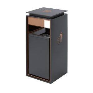 Thùng rác sảnh không gạt tàn HDPE 60L màu đen chống cháy