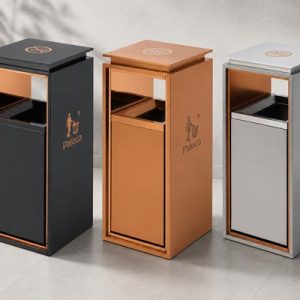 Thùng rác sảnh không gạt tàn màu đen Plasticsaigon - anh san pham