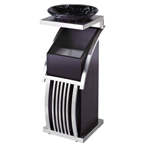 Trang chủ Thùng rác sảnh trắng 30L inox có gạt tàn thủy tinh cao cấp