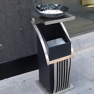 Thùng rác sảnh trắng có gạt tàn thủy tinh cao cấp Plasticsaigon - anh san pham