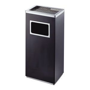 Thùng rác sơn đen chữ nhật có gạt tàn Plasticsaigon - anh san pham