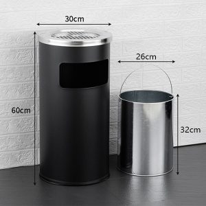 Thùng rác sơn đen có gạt tàn Ø30 Plasticsaigon - hinh 2