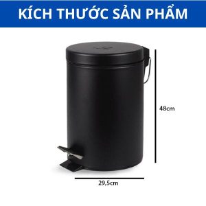 Thùng rác sơn đen đạp chân tròn 20L Plasticsaigon - hinh 2